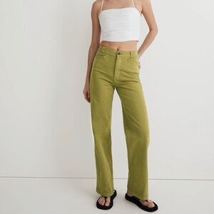 Madewell Olive Green High Waisted Emmett Wide Leg Pants